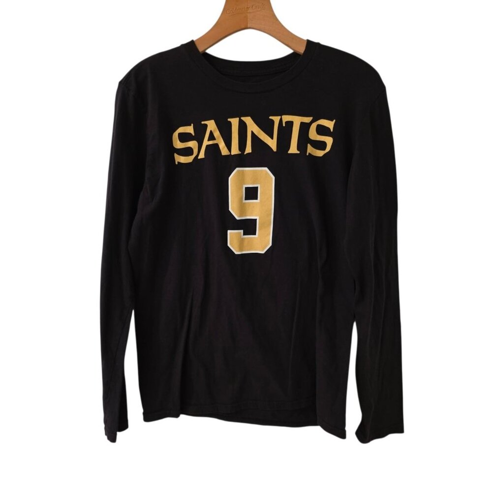 New Orleans Saints Drew Brees #9 T-Shirt Long Sleeve Black Boys XL 18